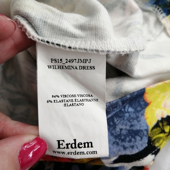 Erdem Wilhelmina Colourful Floral Knee Length Dress Elbow Sleeves US 8 - Picture 15 of 17